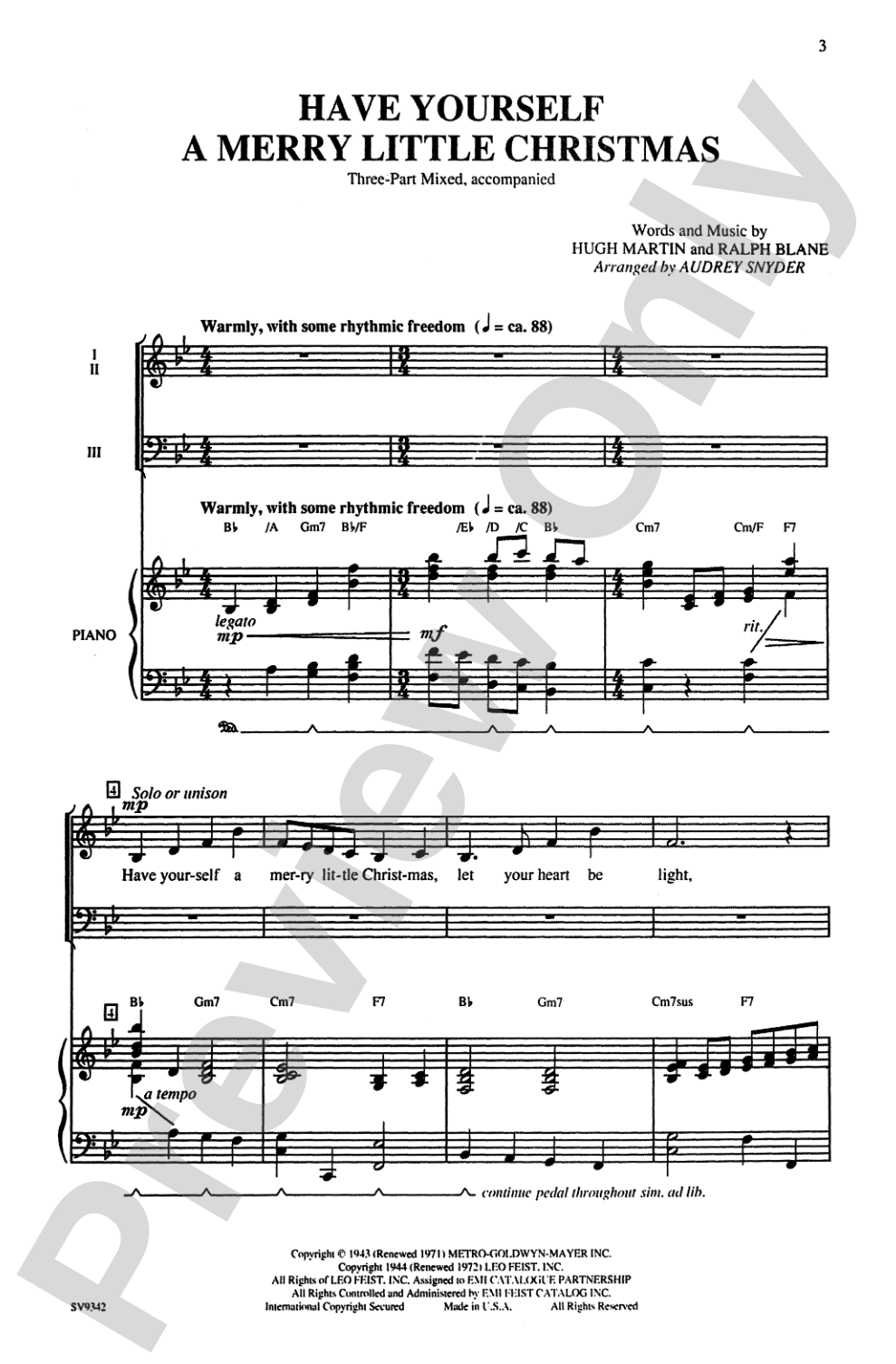 Have Yourself a Merry Little Christmas: 3-Part Mixed Choral Octavo