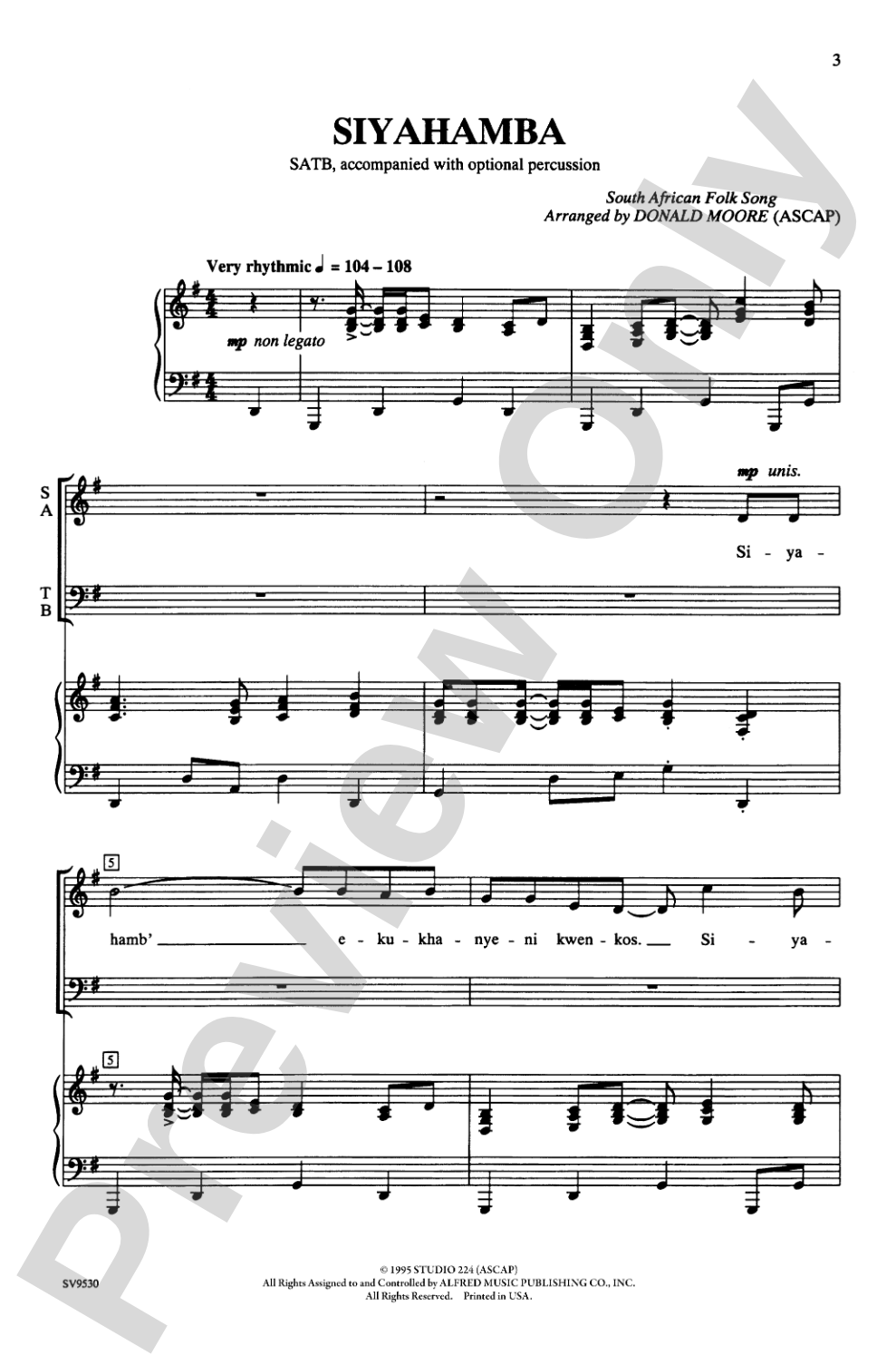 Siyahamba: SATB Choral Octavo