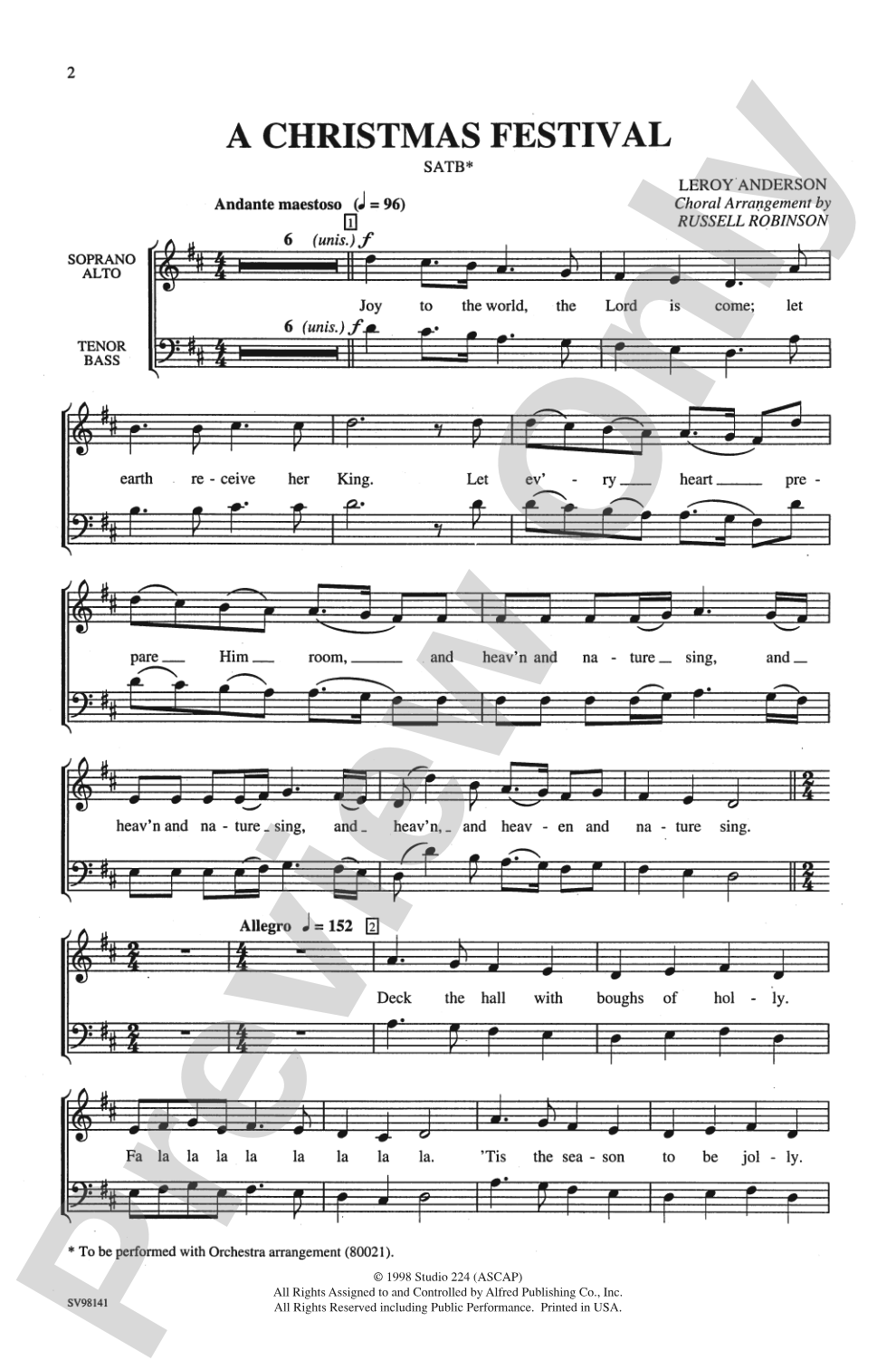 A Christmas Festival: SATB Choral Octavo