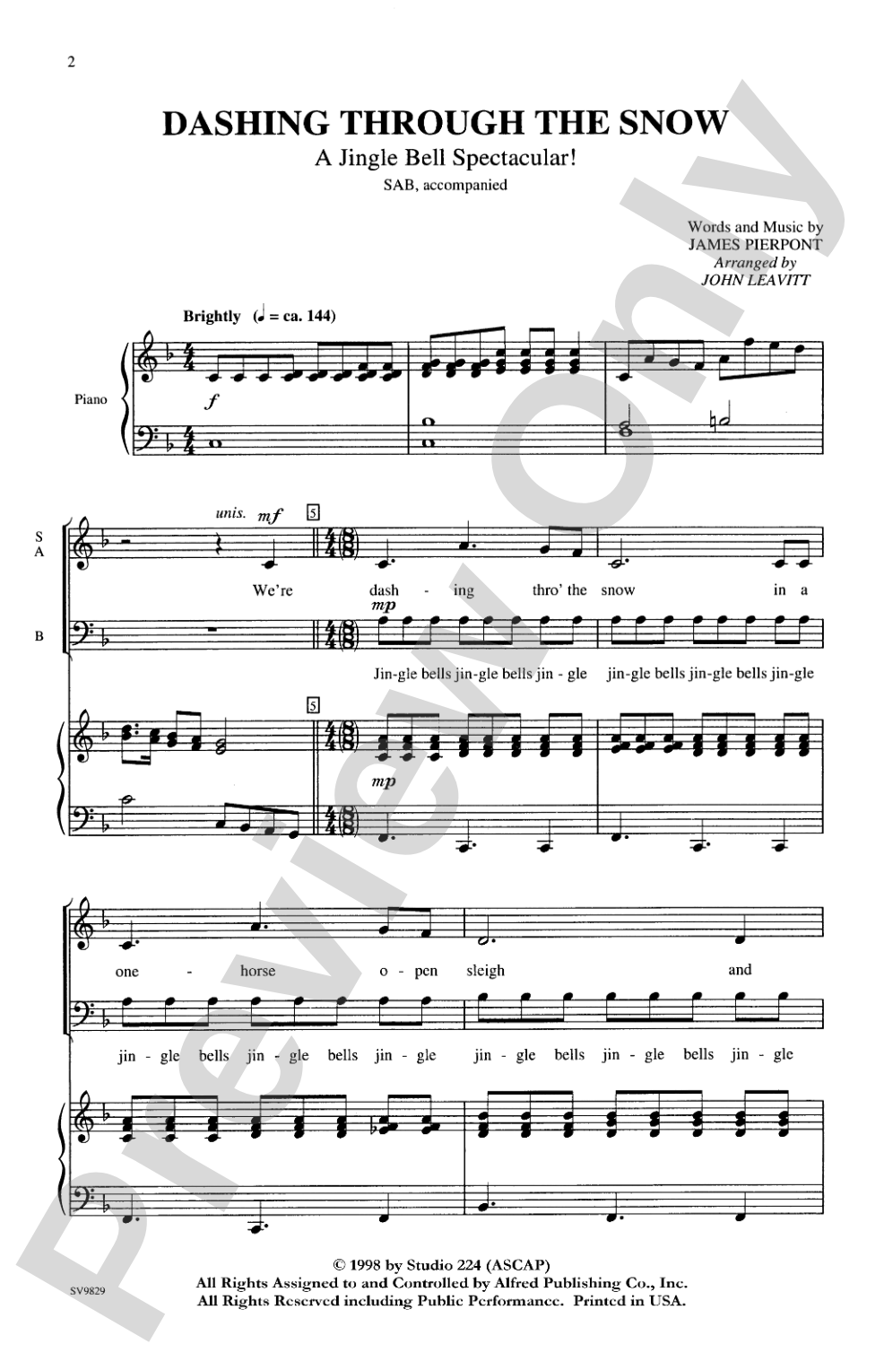 Dashing Through the Snow (A Jingle Bell Spectacular!): SAB Choral Octavo
