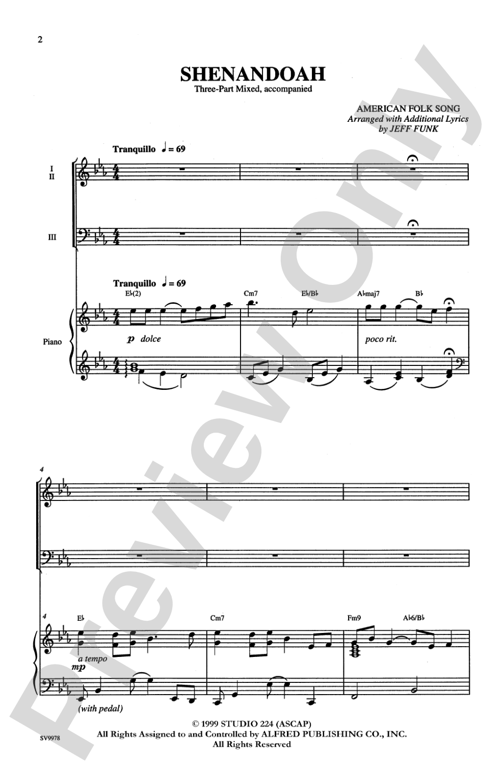 Shenandoah: 3-Part Mixed Choral Octavo