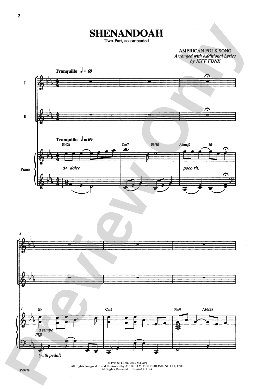 Shenandoah: 2-Part Choral Octavo