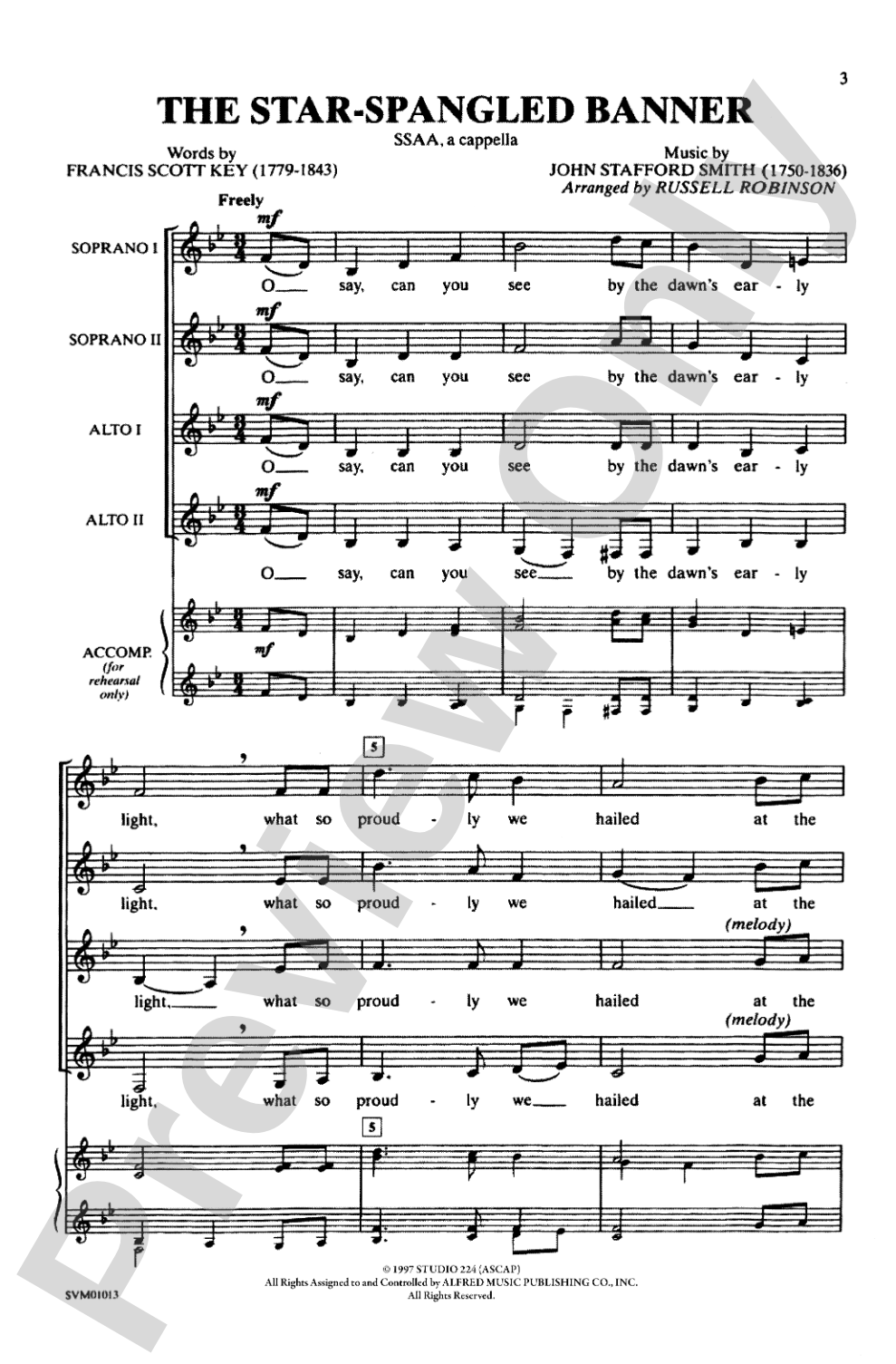 The Star-Spangled Banner: SSAA, <I>a cappella</I> Choral Octavo
