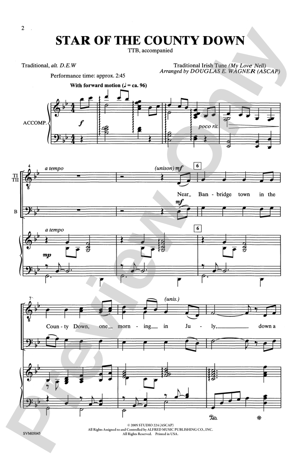 Star of the County Down: TTB Choral Octavo