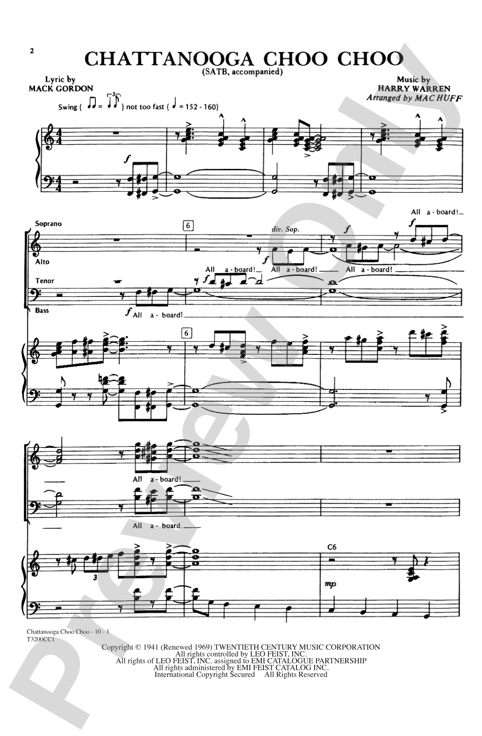 Chattanooga Choo Choo: SATB Choral Octavo