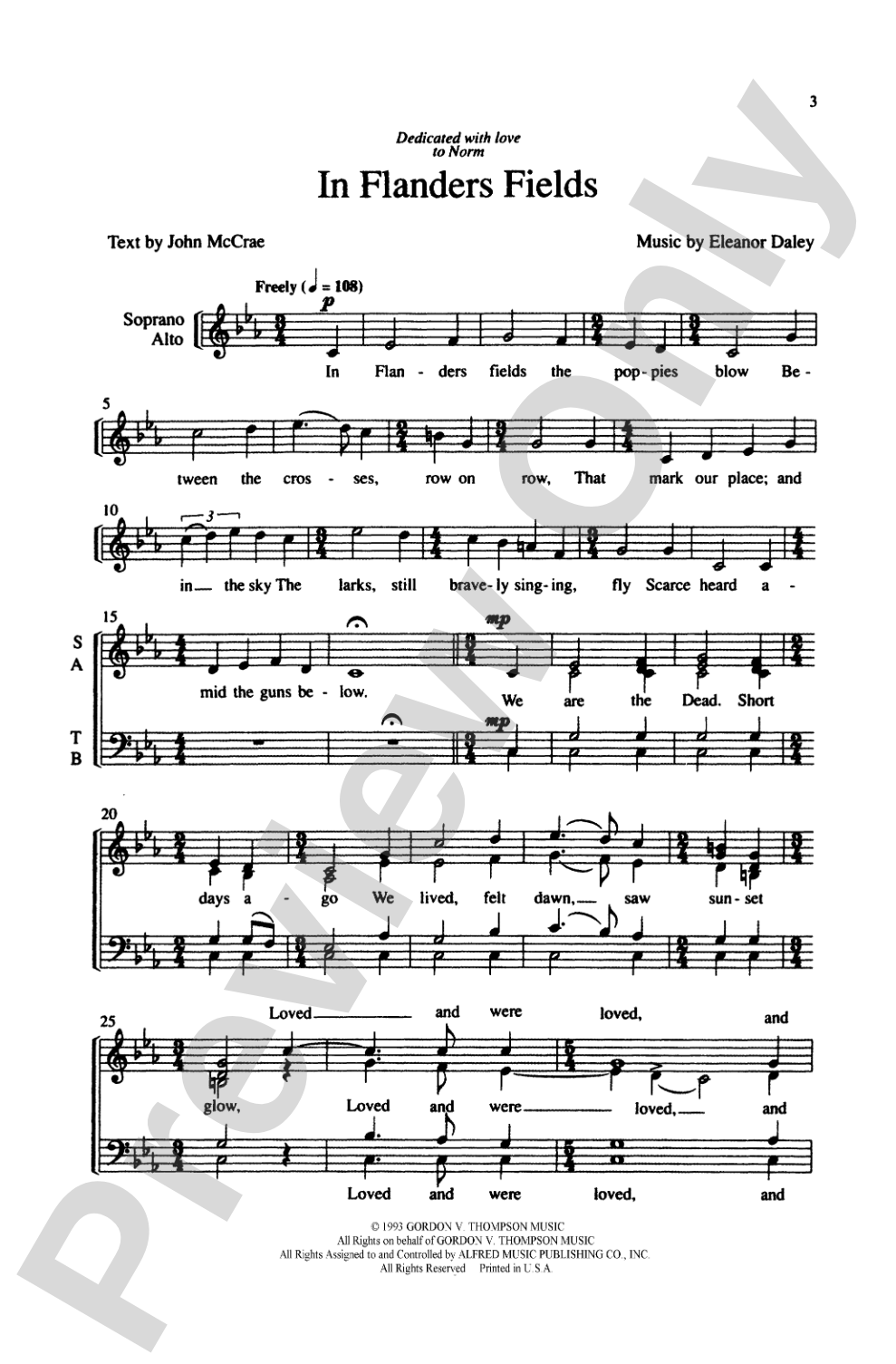 In Flanders Fields: SATB Choral Octavo