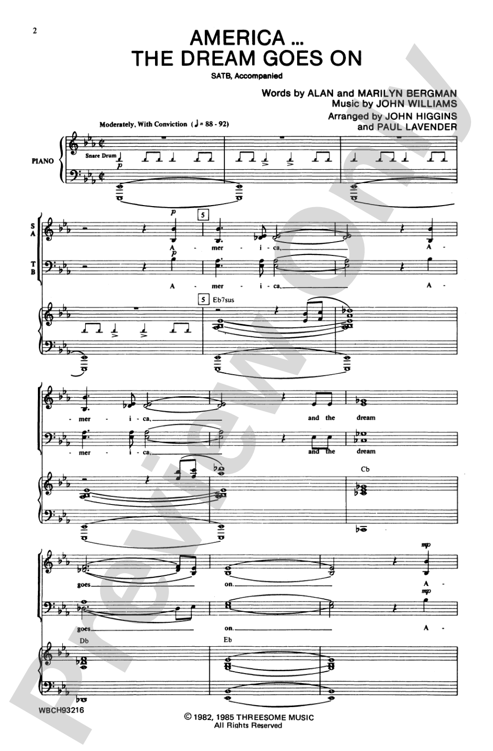 America... the Dream Goes On: SATB Choral Octavo