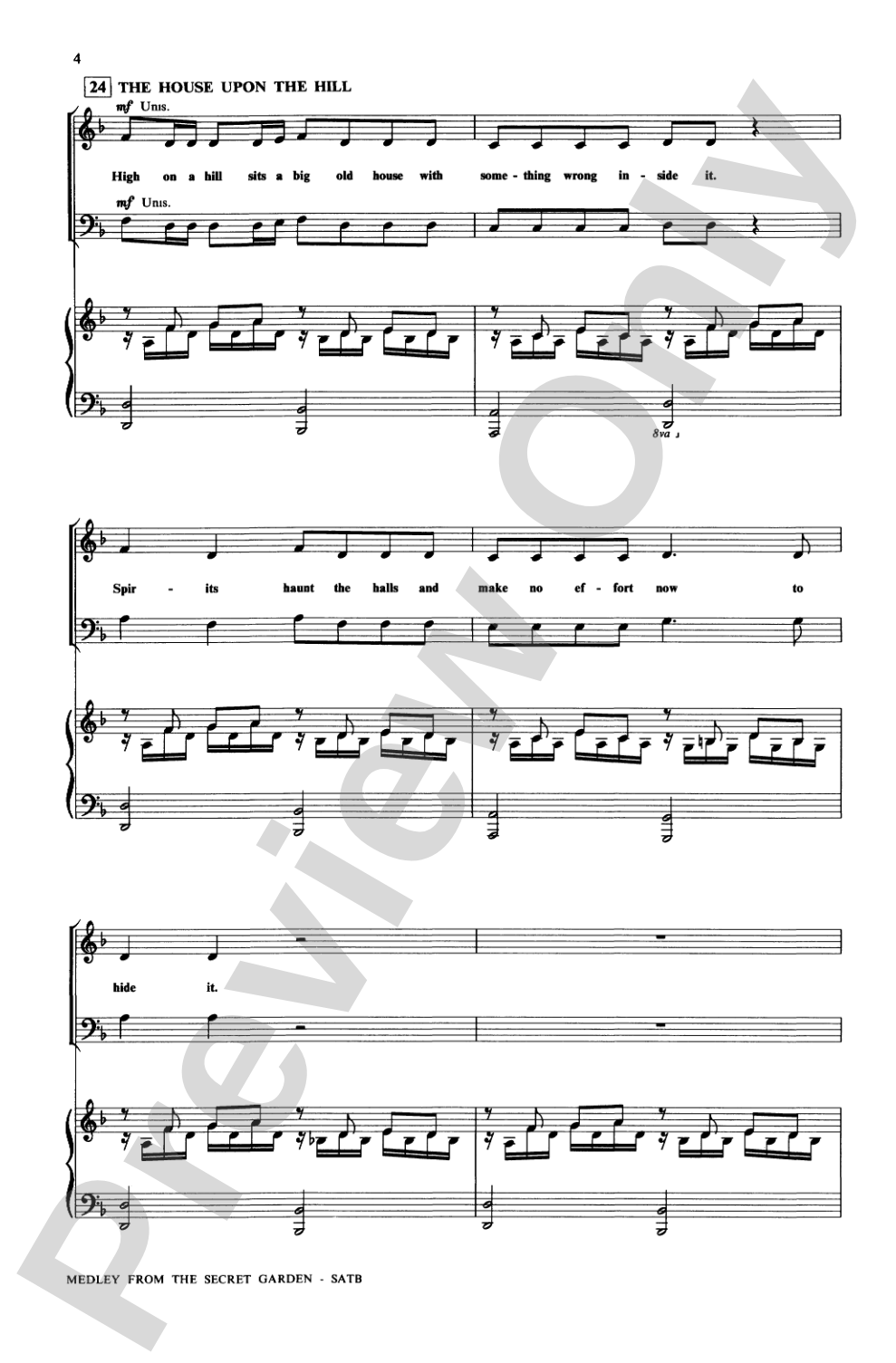 <I>The Secret Garden,</I> Medley from: SATB Choral Octavo