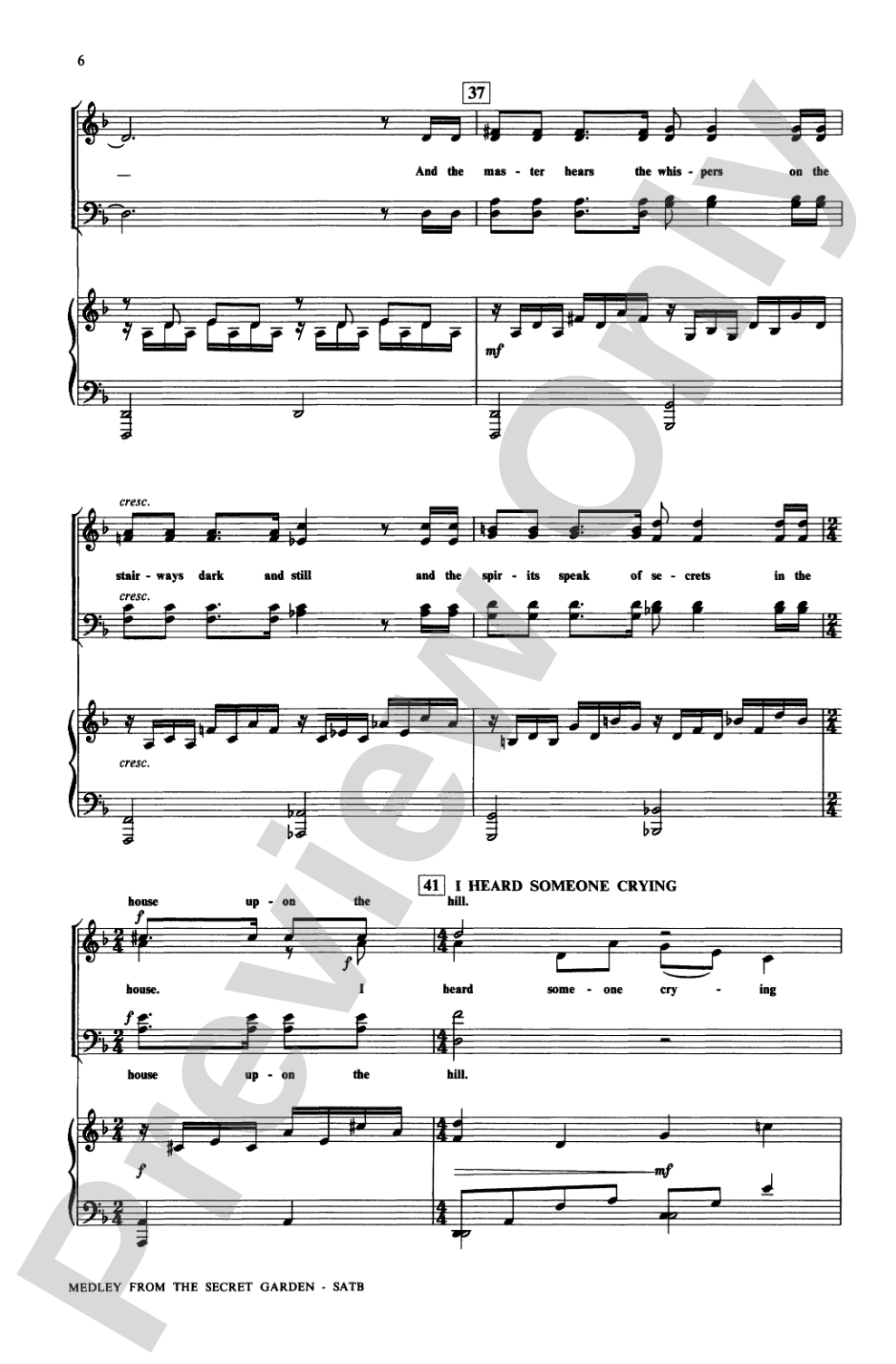 <I>The Secret Garden,</I> Medley from: SATB Choral Octavo