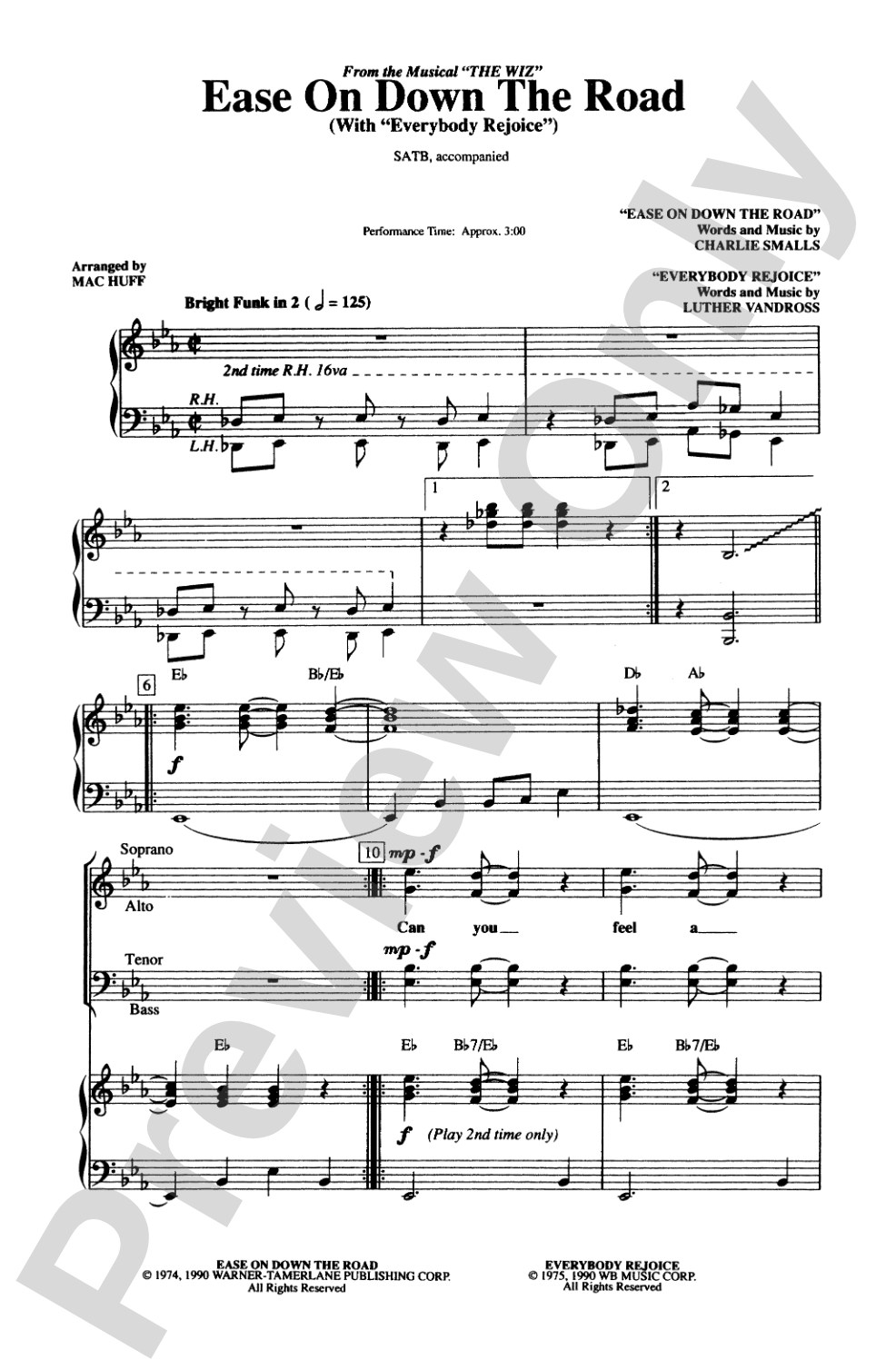 Ease on Down the Road: SATB Choral Octavo