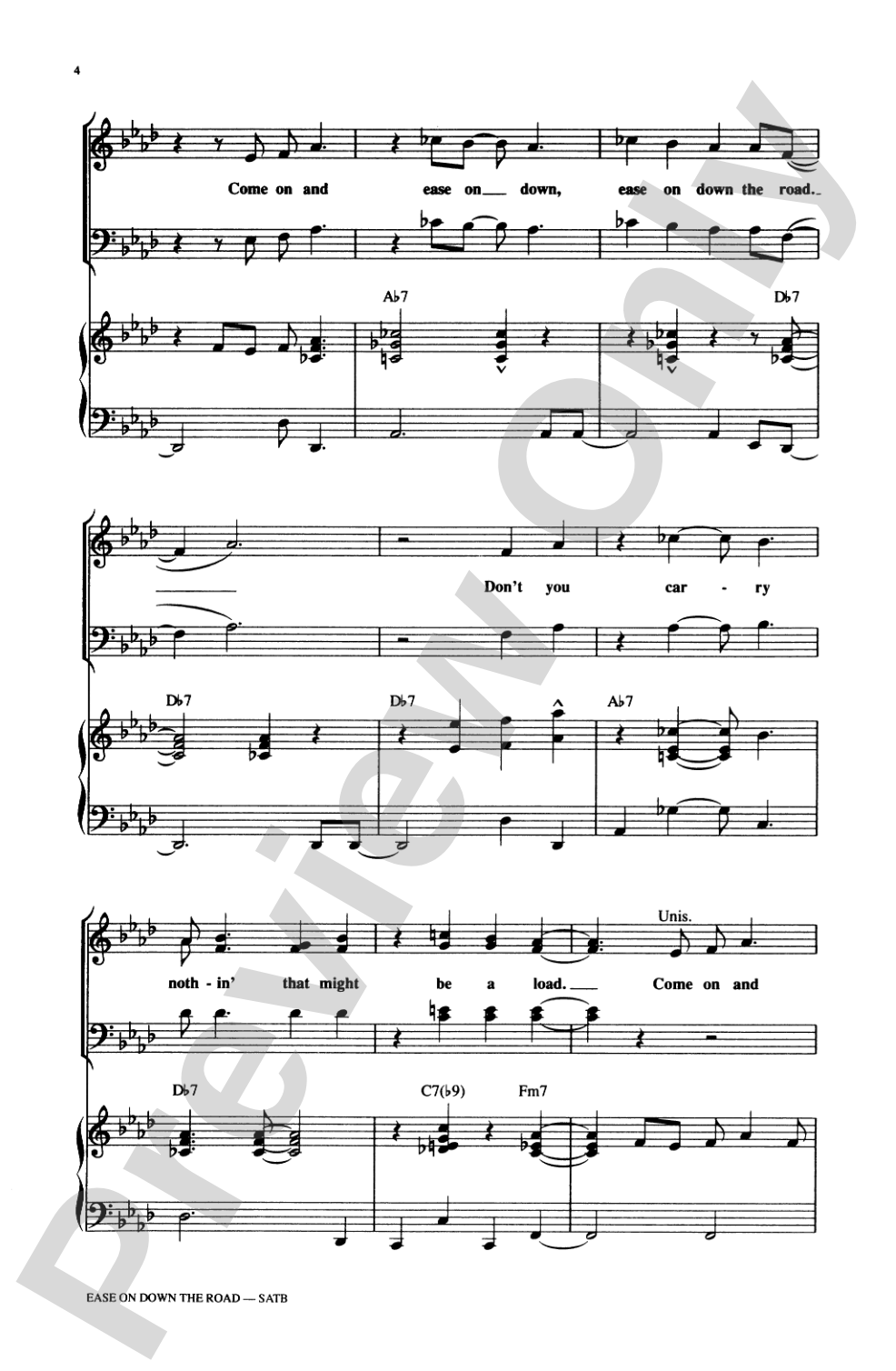 Ease on Down the Road: SATB Choral Octavo