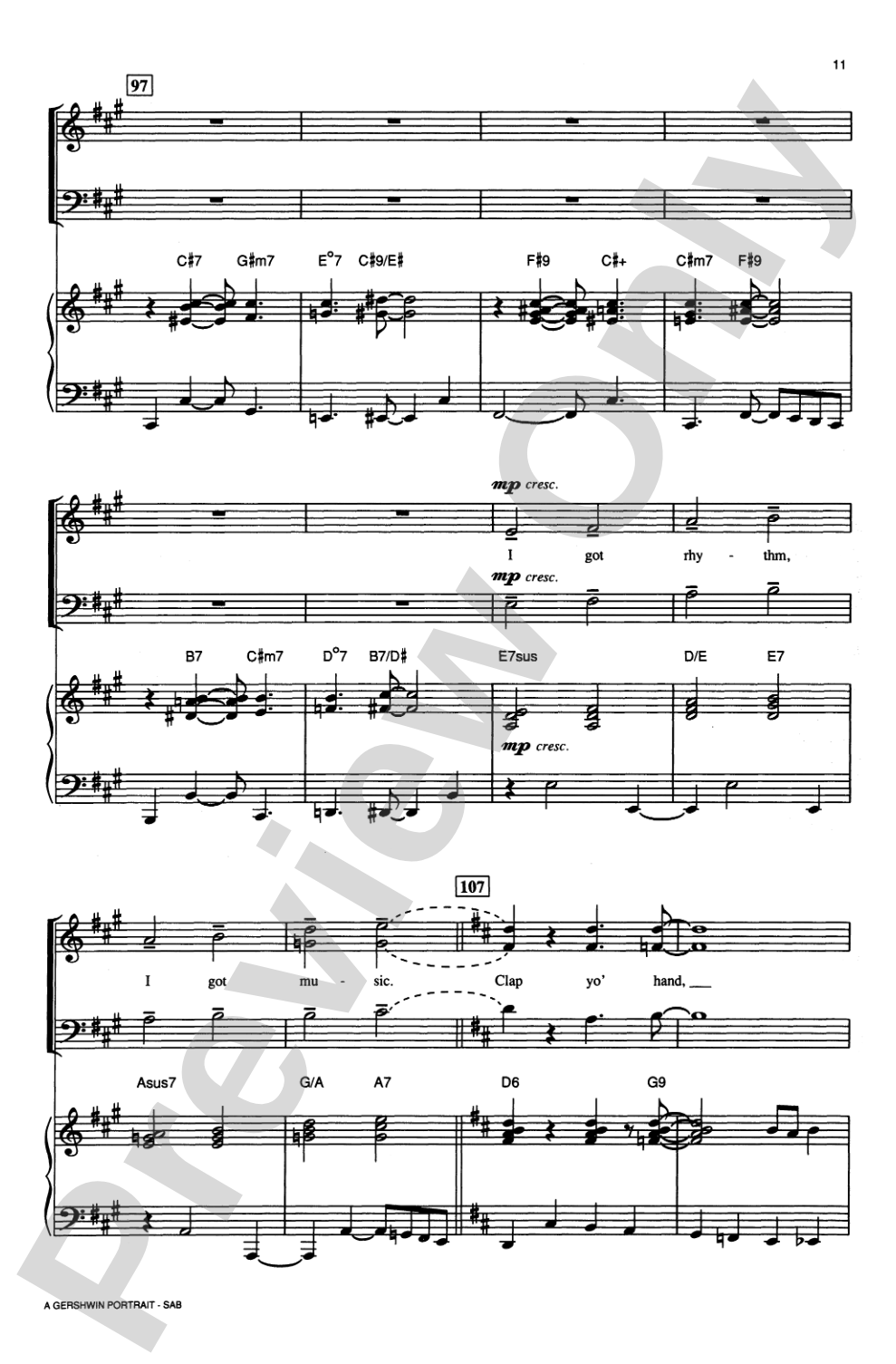 A Gershwin Portrait! The Music of George and Ira Gershwin: SAB Choral Octavo