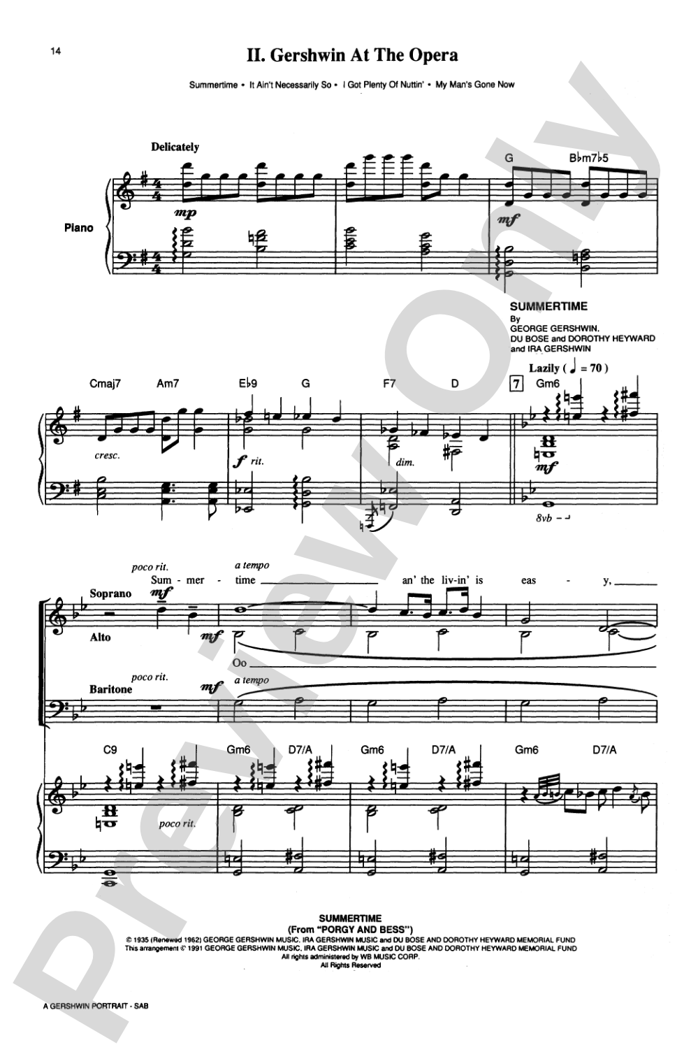 A Gershwin Portrait! The Music of George and Ira Gershwin: SAB Choral Octavo