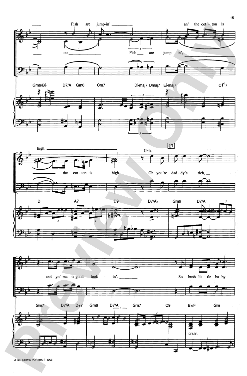 A Gershwin Portrait! The Music of George and Ira Gershwin: SAB Choral Octavo