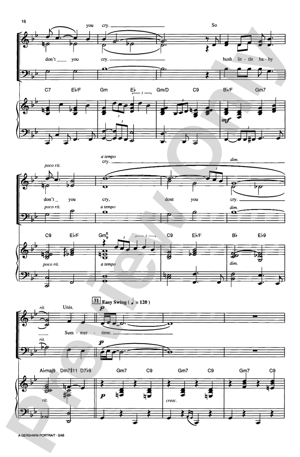 A Gershwin Portrait! The Music of George and Ira Gershwin: SAB Choral Octavo