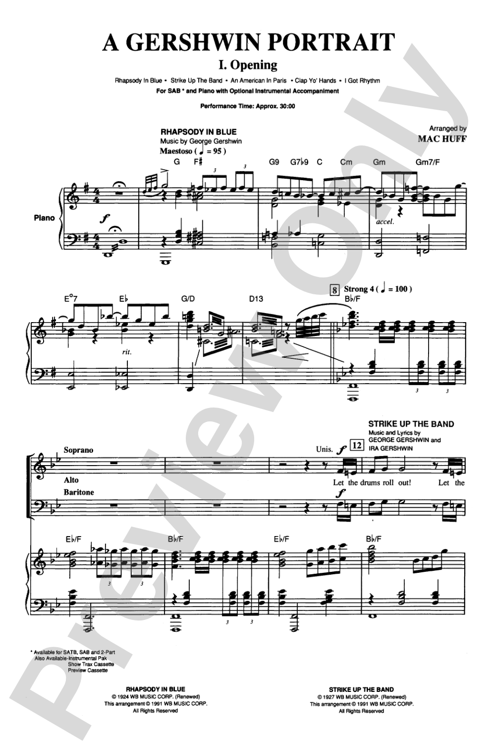 A Gershwin Portrait! The Music of George and Ira Gershwin: SAB Choral Octavo
