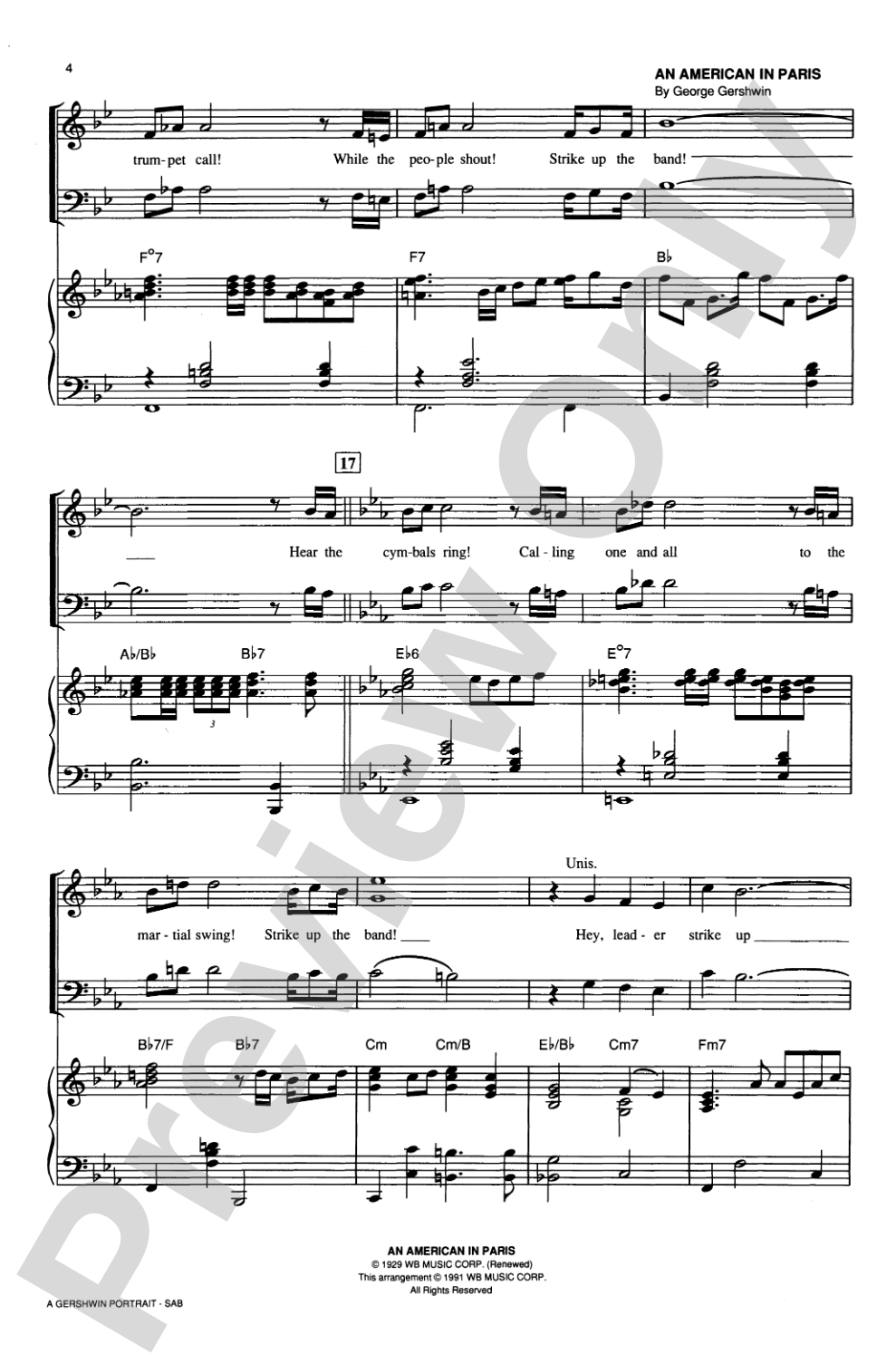 A Gershwin Portrait! The Music of George and Ira Gershwin: SAB Choral Octavo