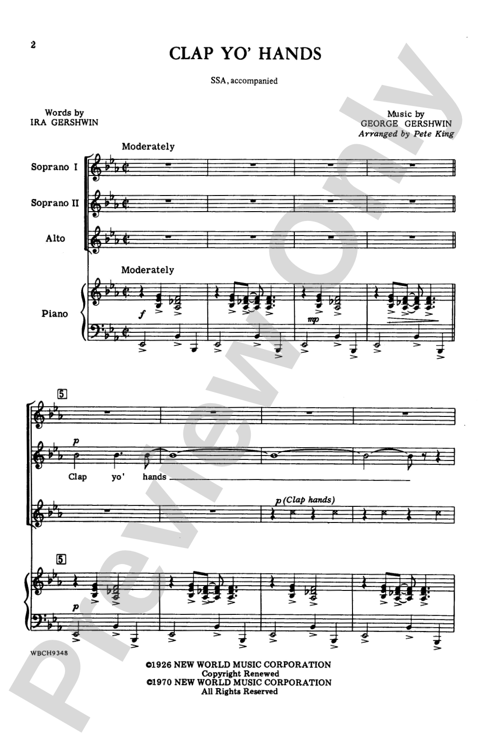 Clap Yo' Hands: SSA Choral Octavo