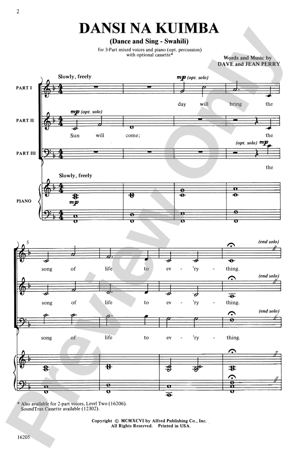 Dansi Na Kuimba (Dance and Sing-Swahili): 3-Part Mixed Choral Octavo