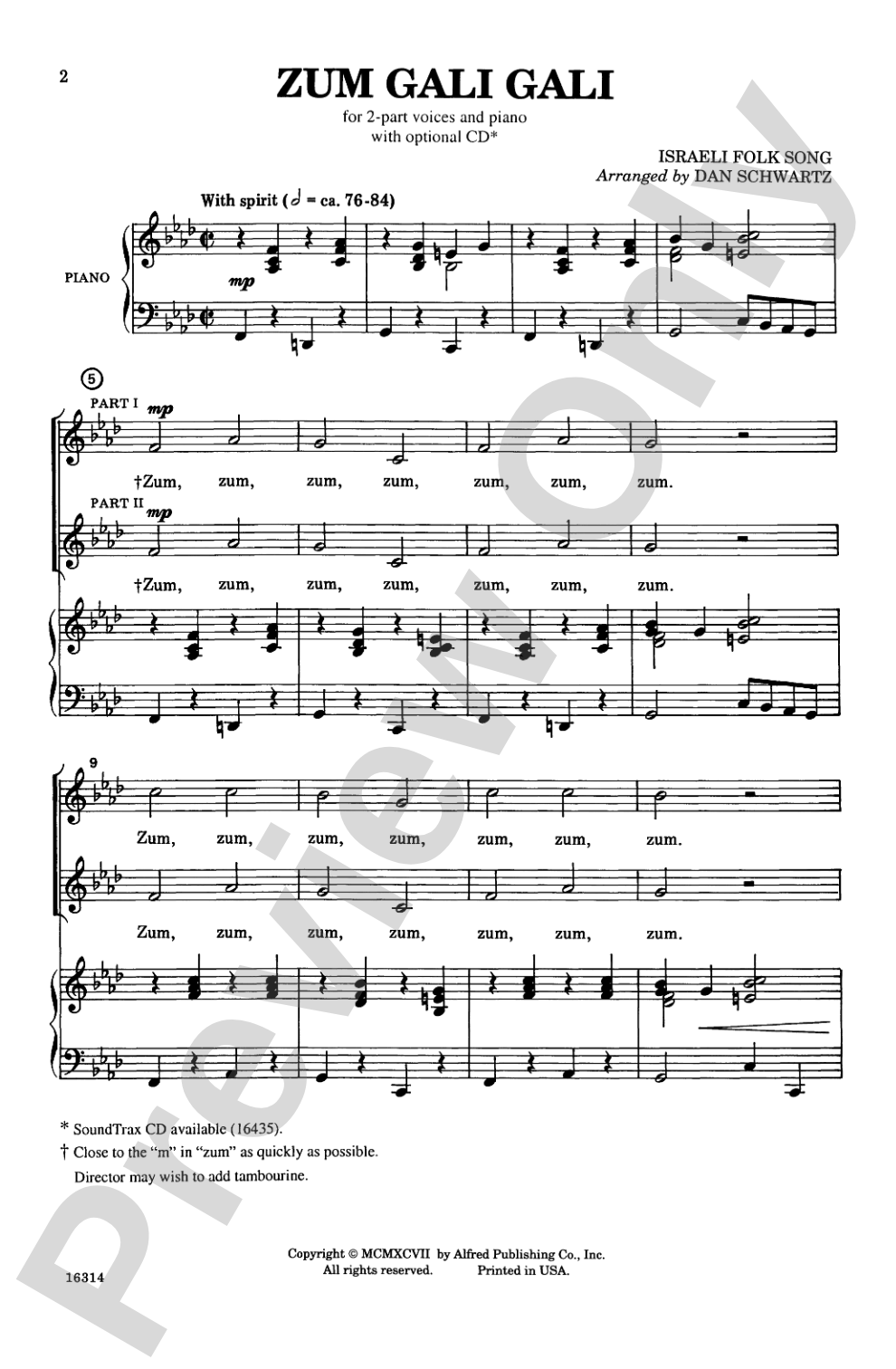 Zum Gali Gali: 2-Part Choral Octavo