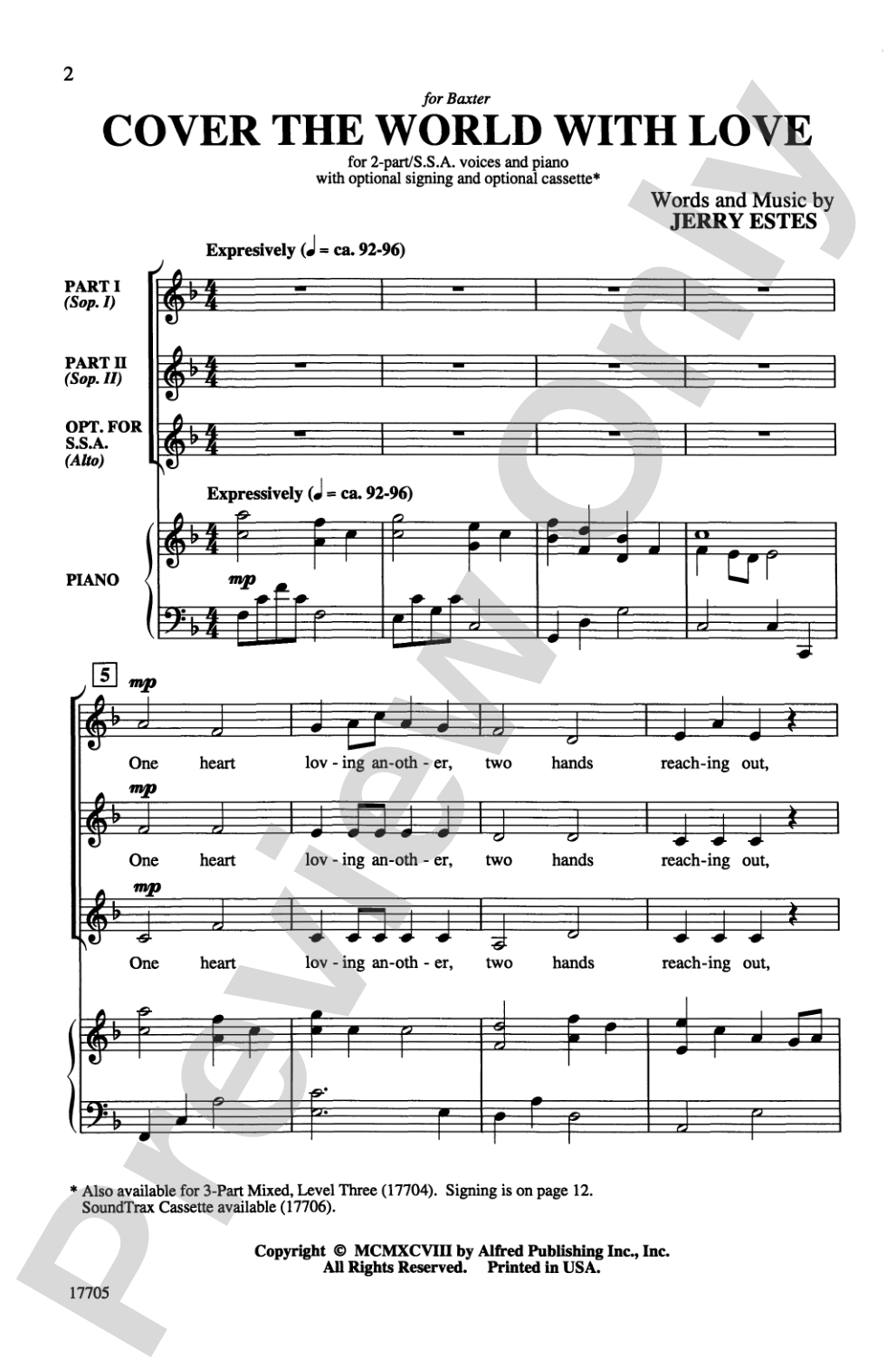 Cover the World with Love: 2-Part (with Sign Language) Choral Octavo