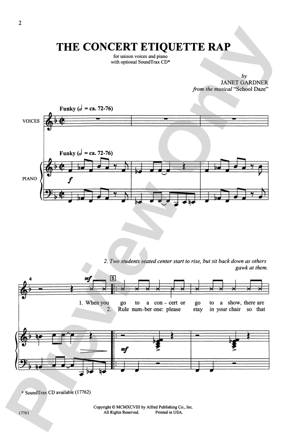 The Concert Etiquette Rap: Unison (with Staging Suggestions) Choral Octavo