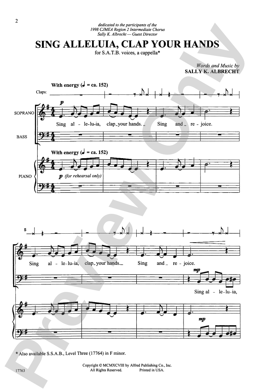 Sing Alleluia, Clap Your Hands: SATB, <I>a cappella</I> Choral Octavo