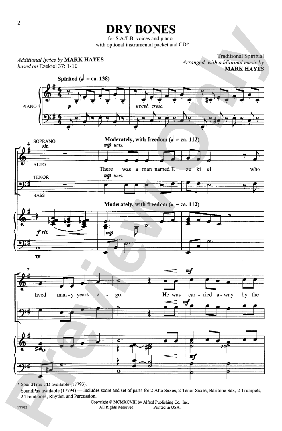Dry Bones: SATB Choral Octavo