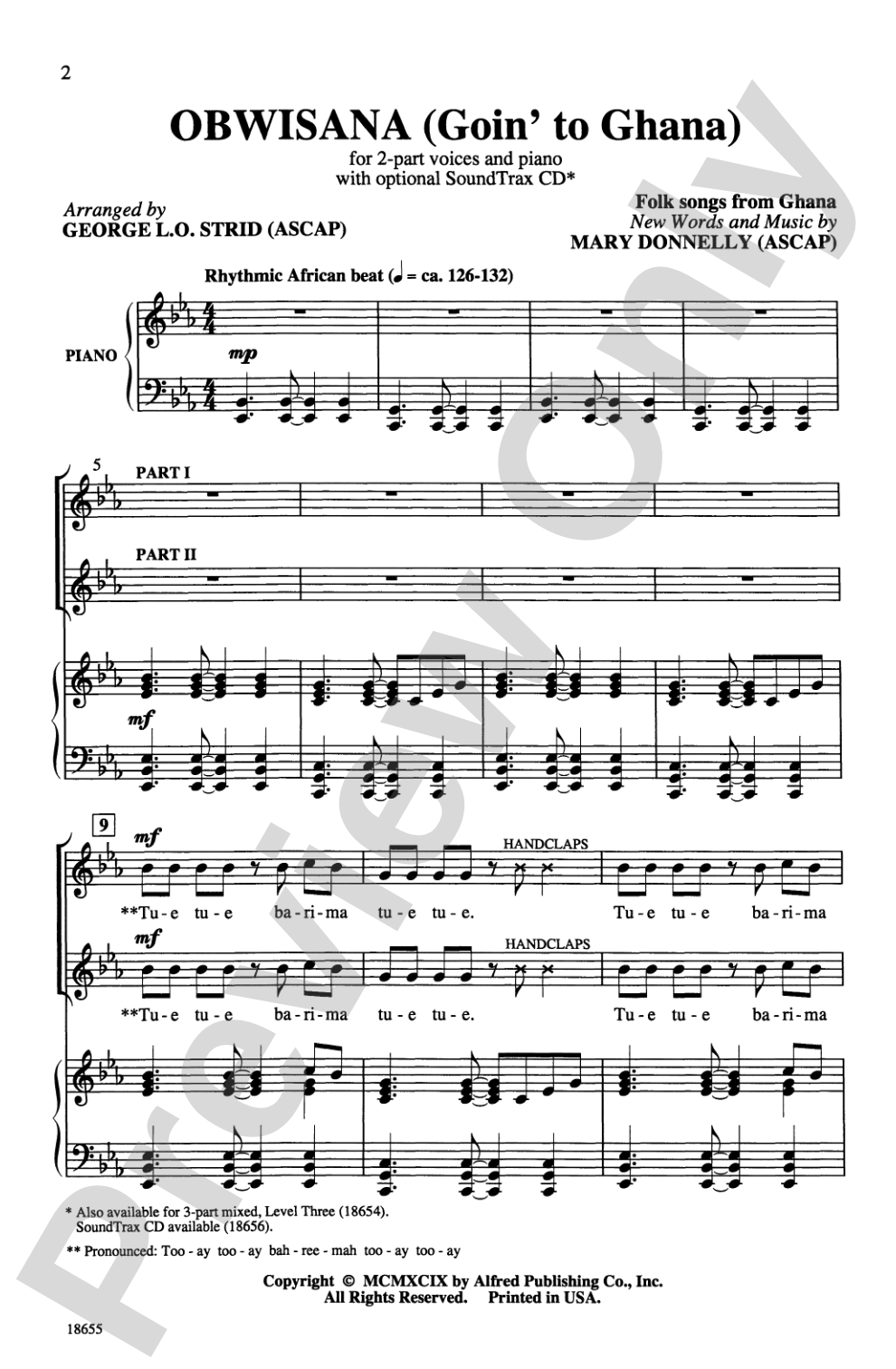 Obwisana (Goin' to Ghana): 2-Part Choral Octavo