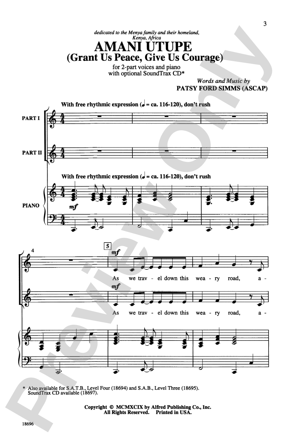 Amani Utupe (Swahili-Grant Us Peace, Give Us Courage): 2-Part Choral Octavo
