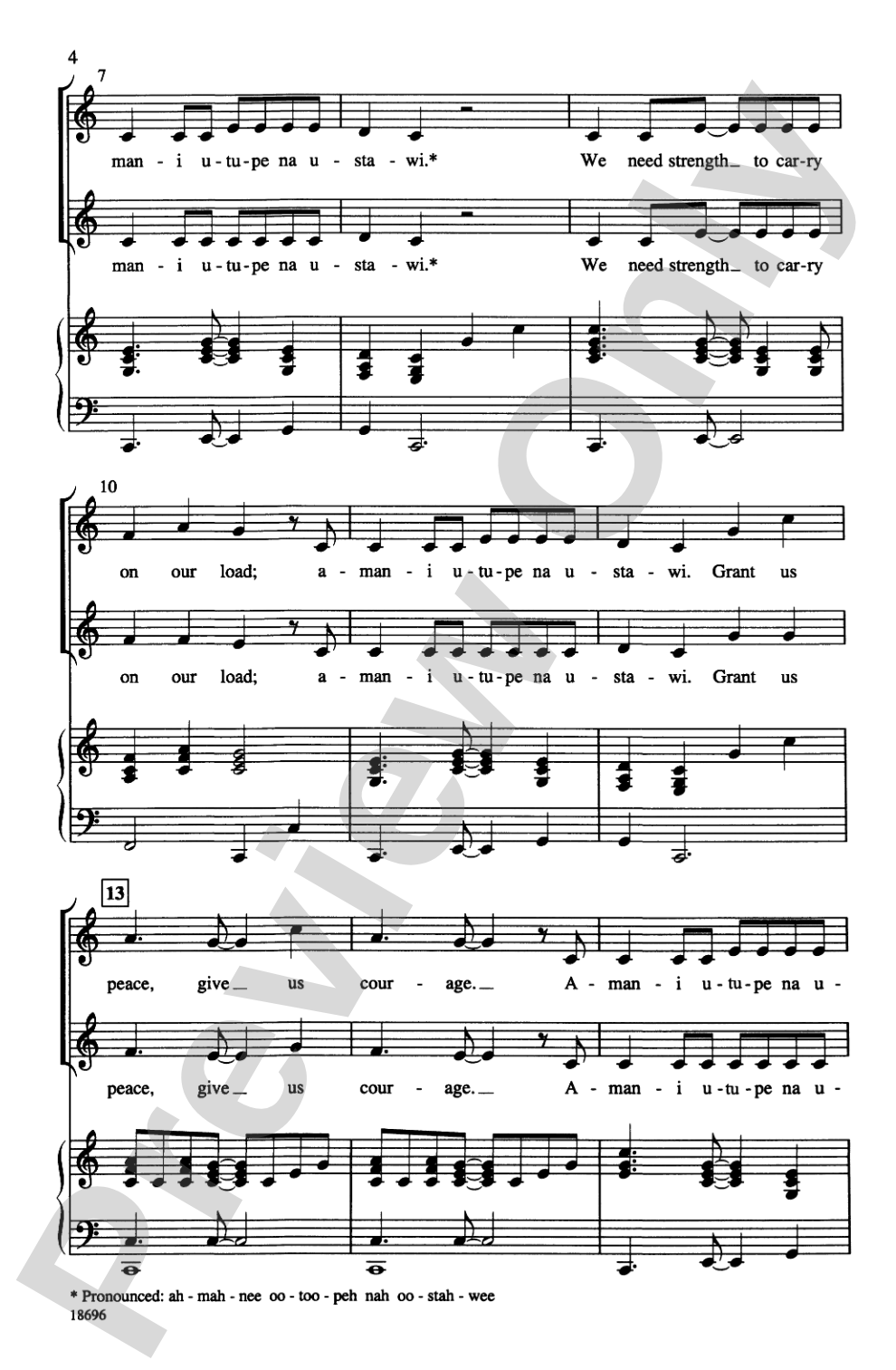 Amani Utupe (Swahili-Grant Us Peace, Give Us Courage): 2-Part Choral Octavo