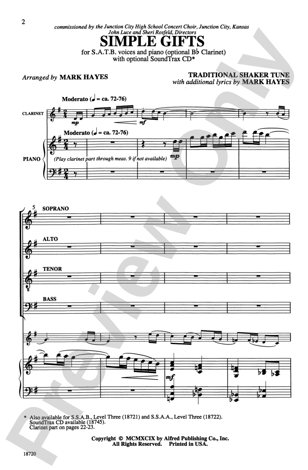 Simple Gifts: SATB Choral Octavo