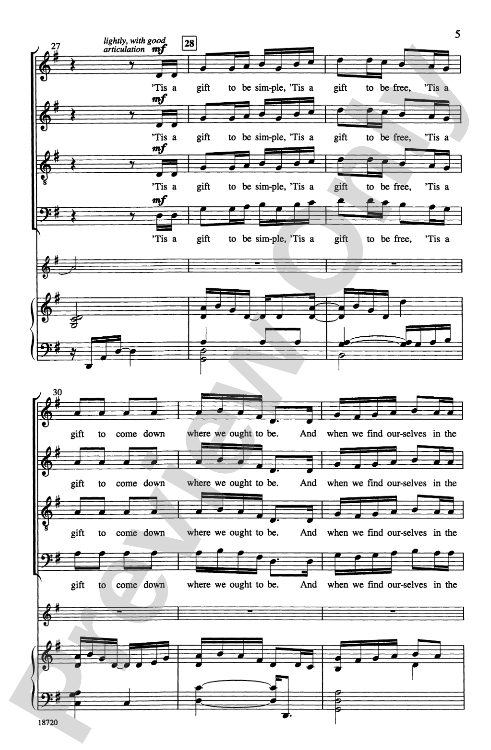 Simple Gifts: SATB Choral Octavo