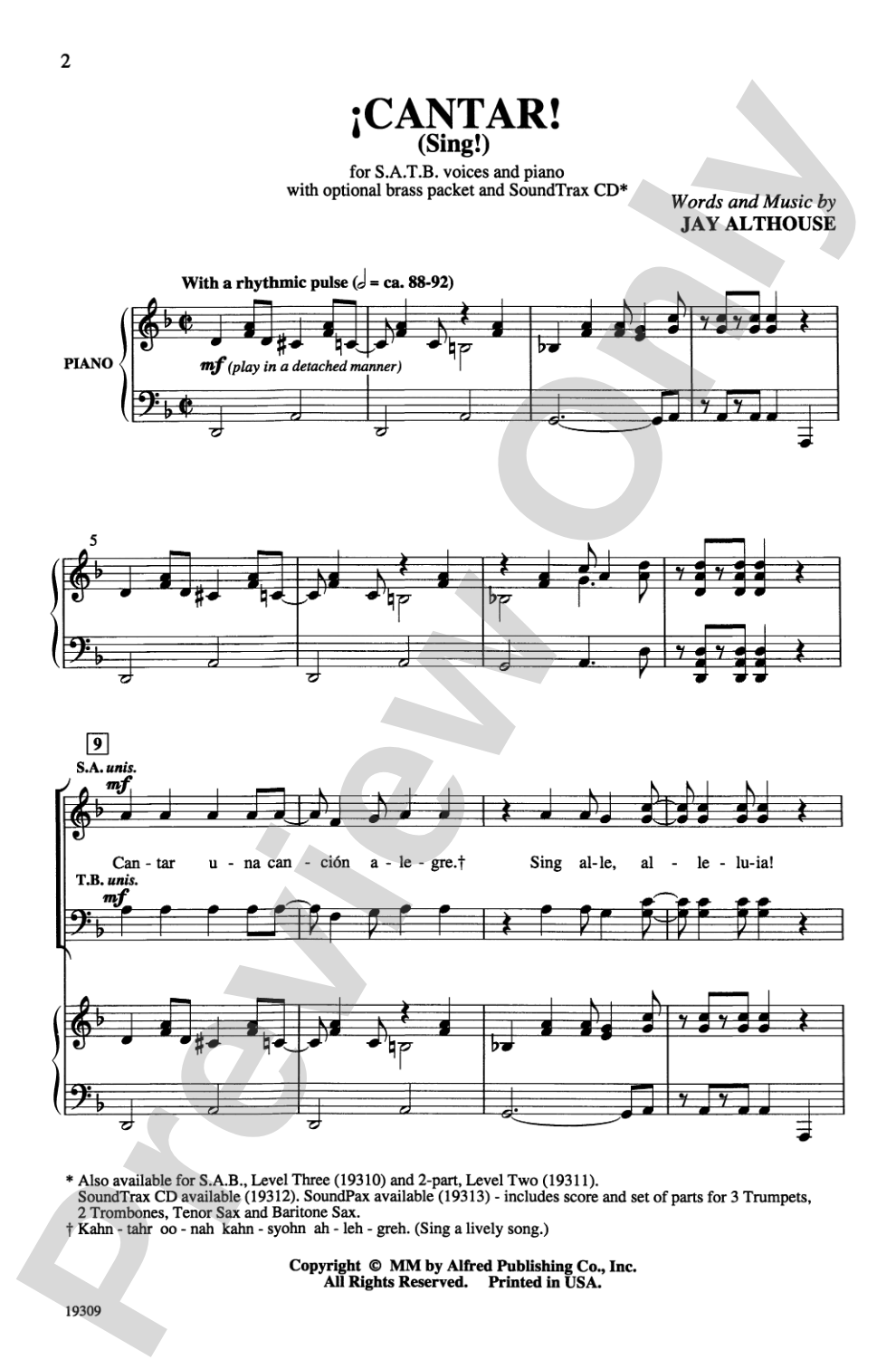 ¡Cantar! (Sing!): SATB Choral Octavo