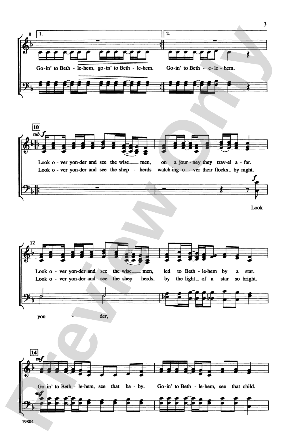 Goin' to Bethlehem: SATB, <I>a cappella</I> Choral Octavo