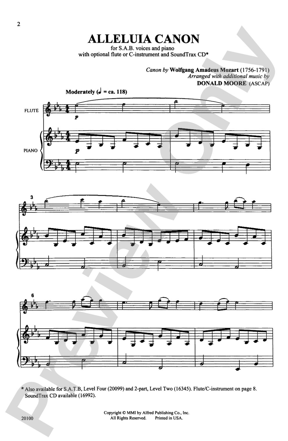 Alleluia Canon: SAB Choral Octavo