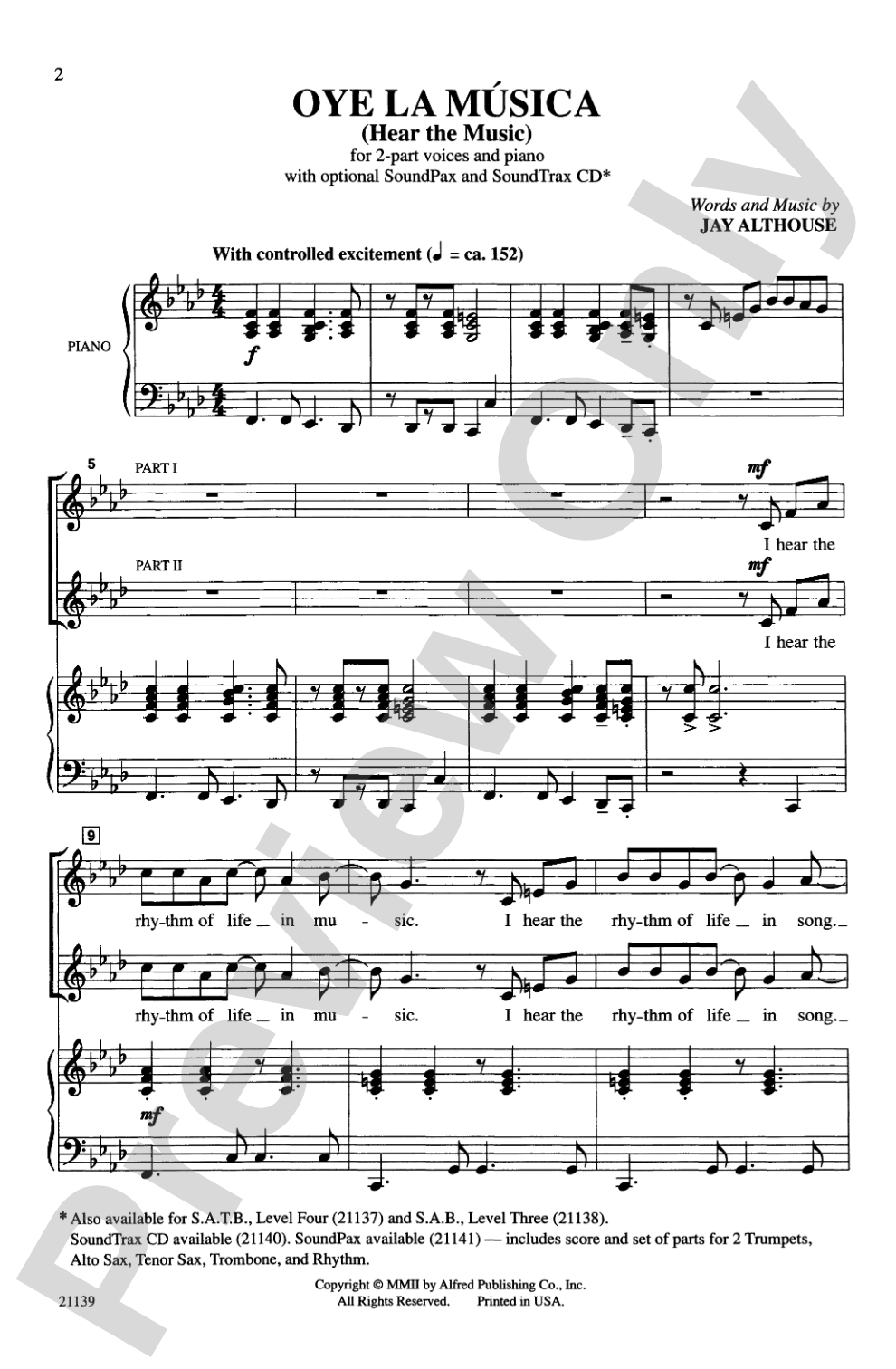 Oye la Música (Hear the Music): 2-Part Choral Octavo