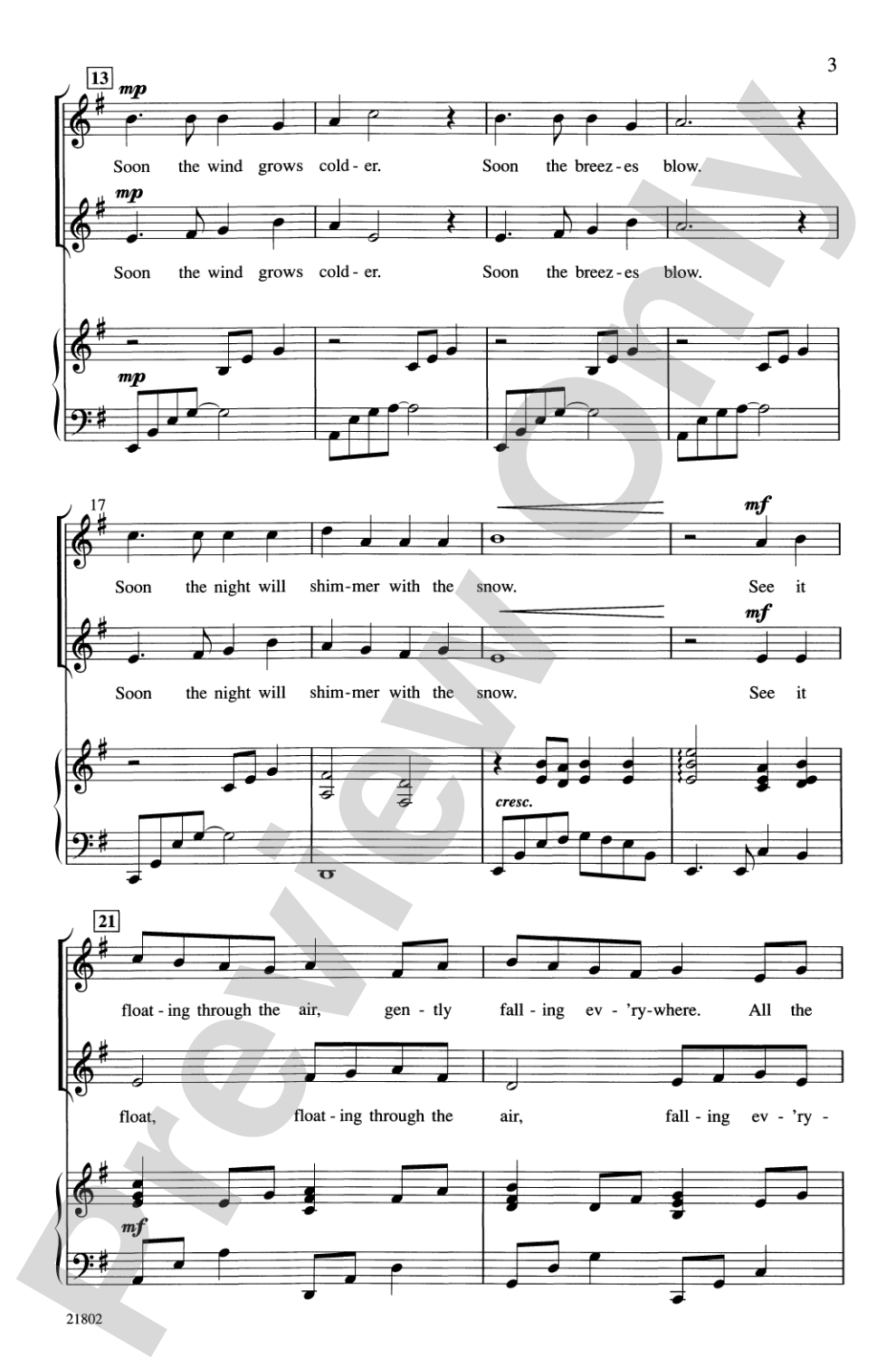 The Snow Begins to Fall: 2-Part Choral Octavo