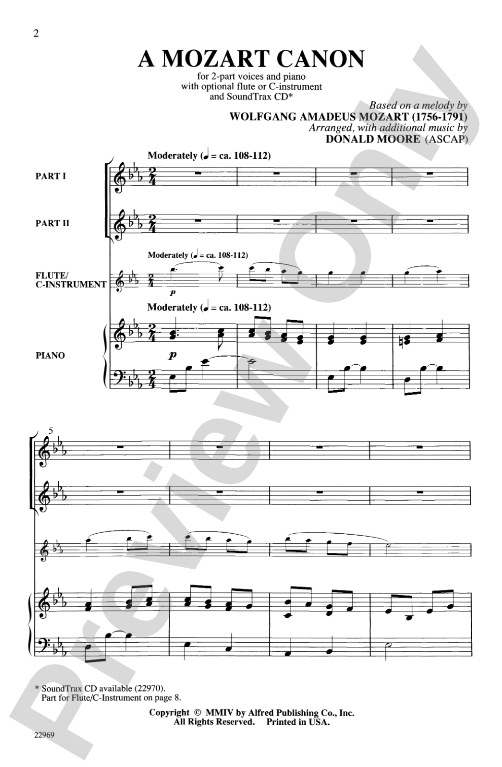 A Mozart Canon: 2-Part Choral Octavo