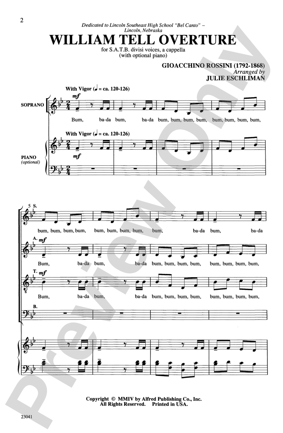 William Tell Overture: SATB divisi, <I>a cappella</I> Choral Octavo