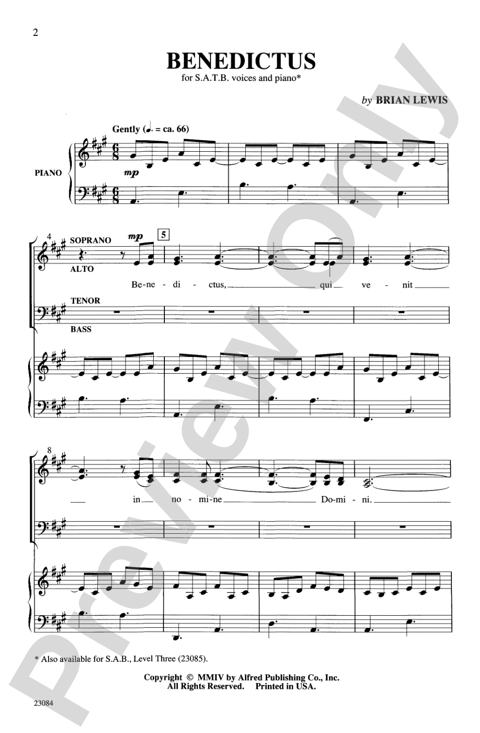 Benedictus: SATB Choral Octavo