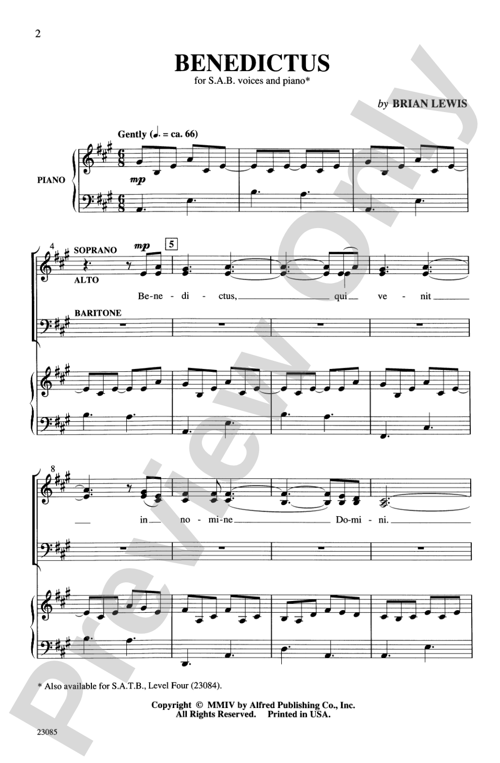 Benedictus: SAB Choral Octavo
