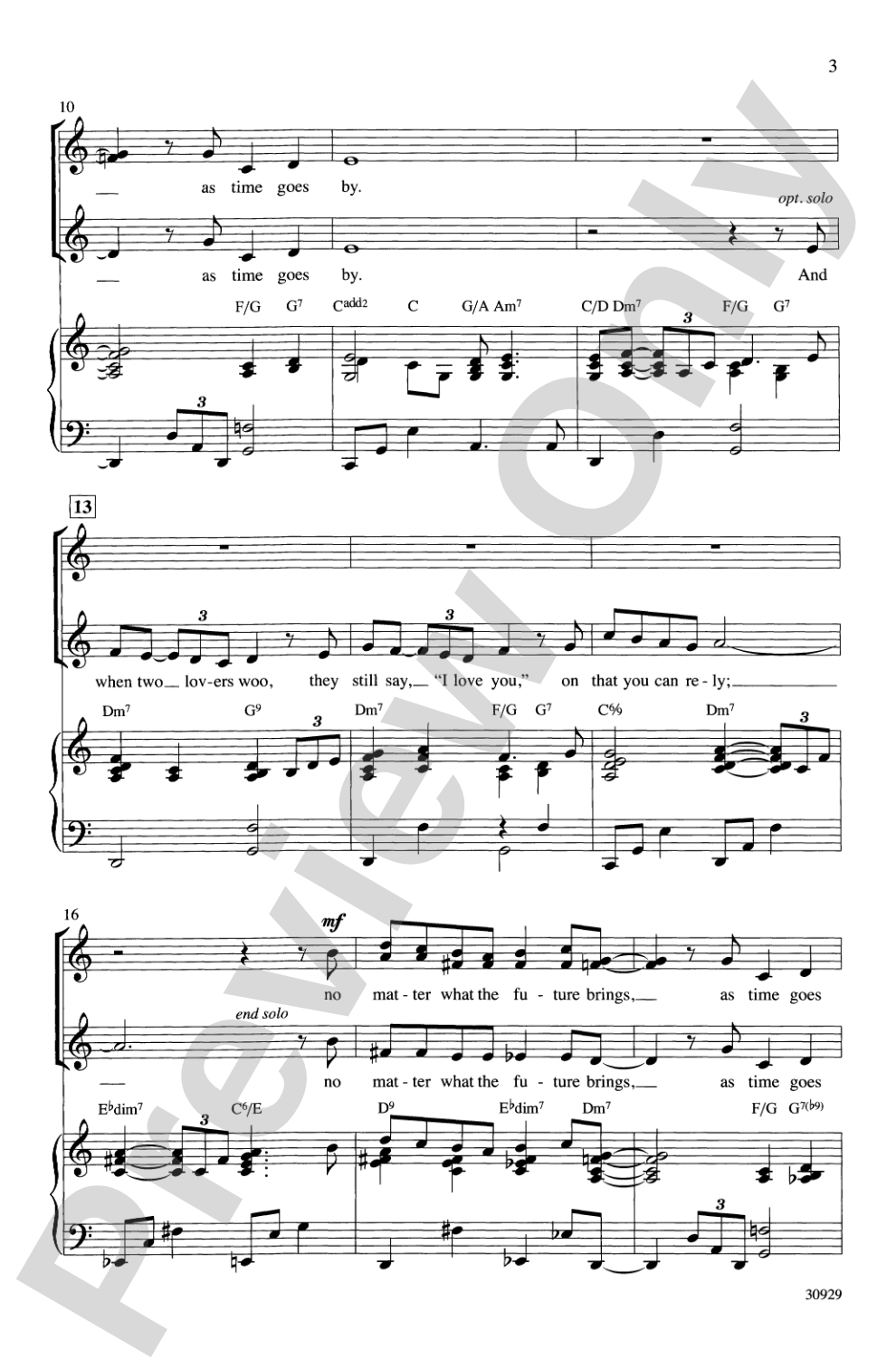 As Time Goes By: SSA Choral Octavo