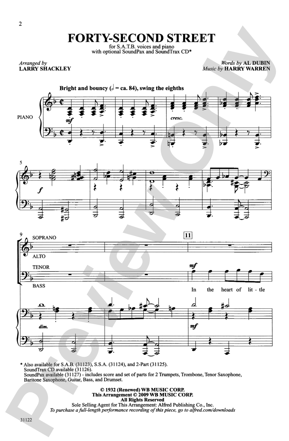 Forty-Second Street (from the musical <i>Forty-Second Street</i>): SATB Choral Octavo