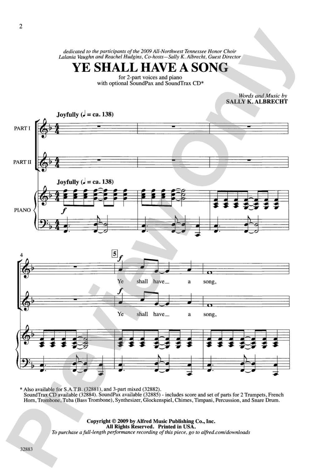 Ye Shall Have a Song: 2-Part Choral Octavo