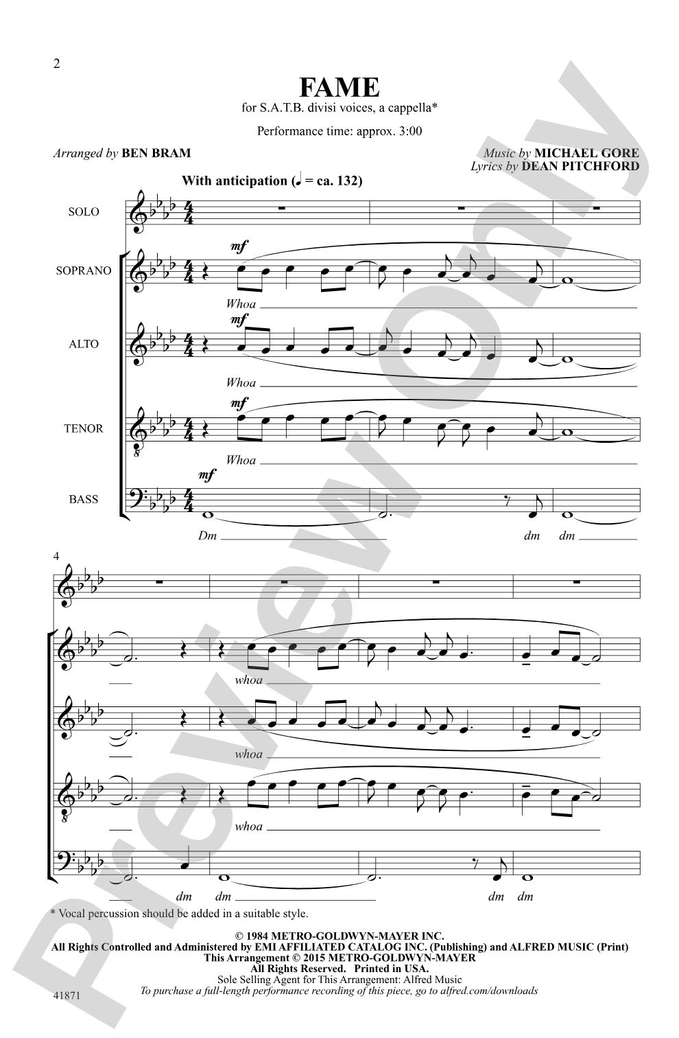 Fame: SATB, <i>a cappella</i> Choral Octavo