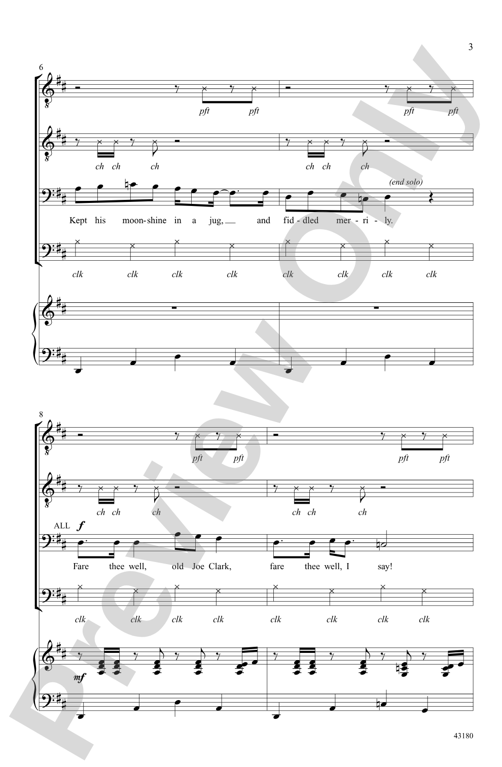 Old Joe Clark: TTBB Choral Octavo