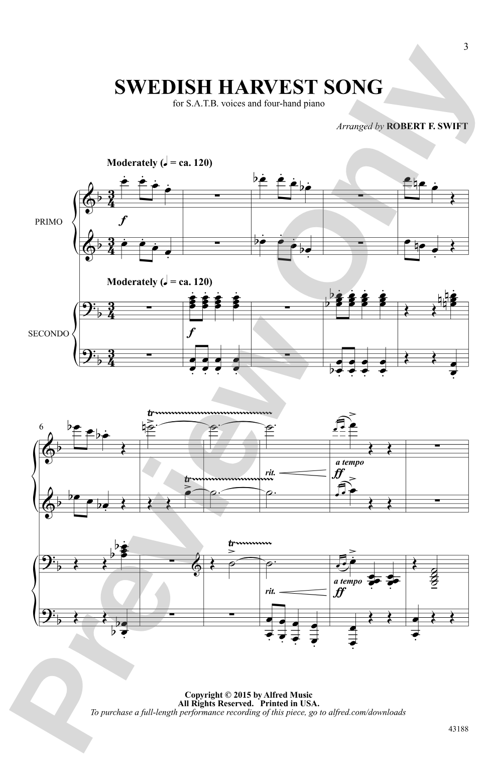 Swedish Harvest Song: SATB Choral Octavo