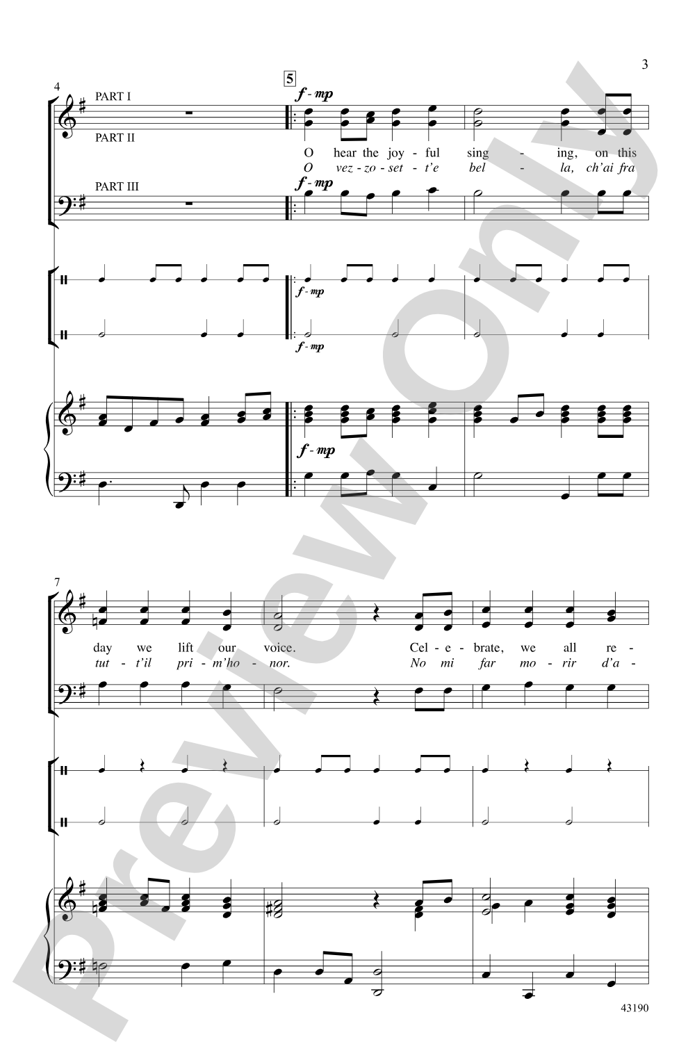 O Hear the Joyful Singing: 3-Part Mixed / SAB, <i>a cappella</i> Choral Octavo