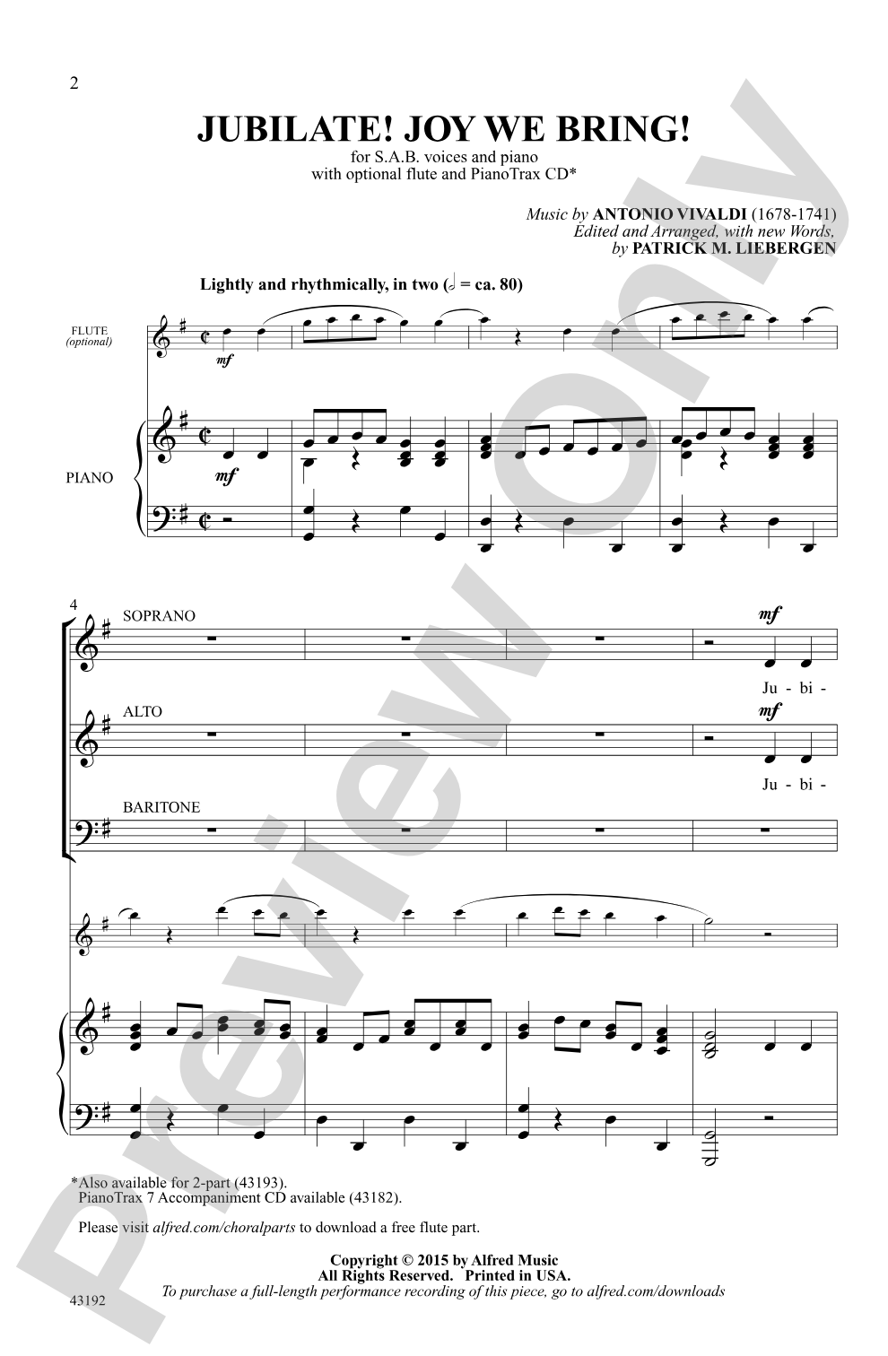 Jubilate! Joy We Bring!: SAB Choral Octavo